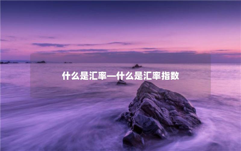 什么是汇率—什么是汇率指数